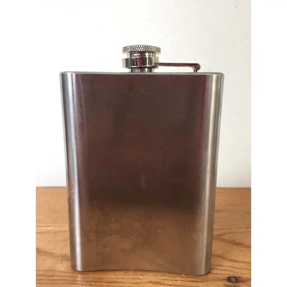 Vintage Brushed Stainless Steel Metal 8oz Hip Screw Top Liquor Alcohol Flask